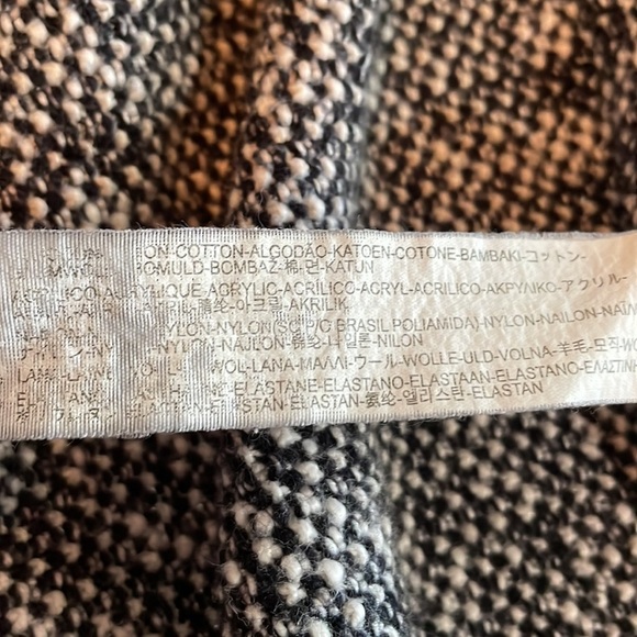 Zara Knit Tweed Open Front Long Sleeve Cardigan Sweater Black White Size L - Picture 6 of 6